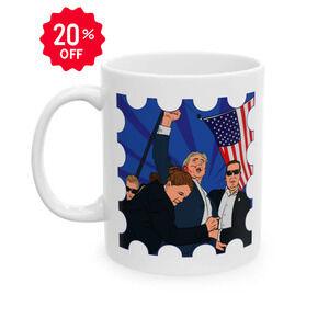 Trump Defiance Postage Stamp [Pop Art] - Ceramic Mug (White, 11oz)